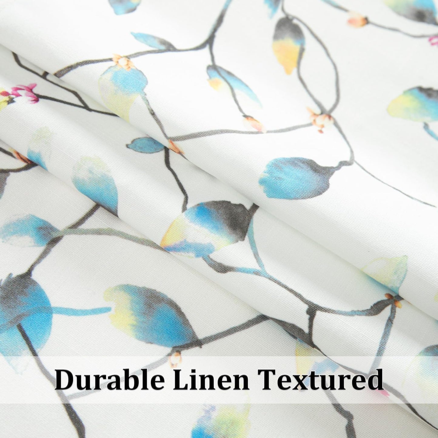 Leeva Farmhouse Kitchen Valances for Windows, Watercolor Blossoming Floral Print Curtains, Soft Faux Linen Curtain Toppers and Valances for Bedroom, 60 x 14 Inch, Brown & Grey, 1 Panel BST220