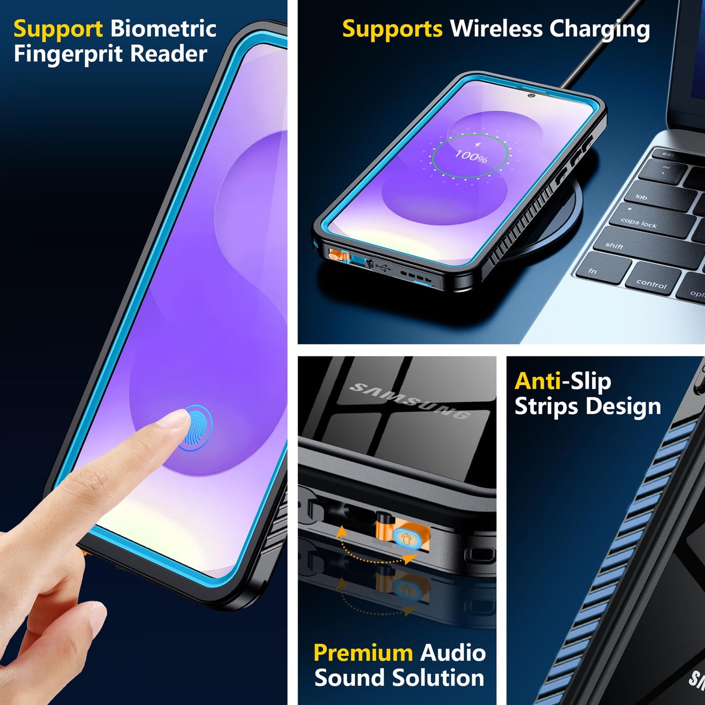 SPIDERCASE Designed for Samsung Galaxy S23 Case Waterproof,Built-in Screen & Camera Lens Protector[IP68 Underwater][Military Grade Shockproof] Full Body Protection Phone Case, Black/Clear WN420