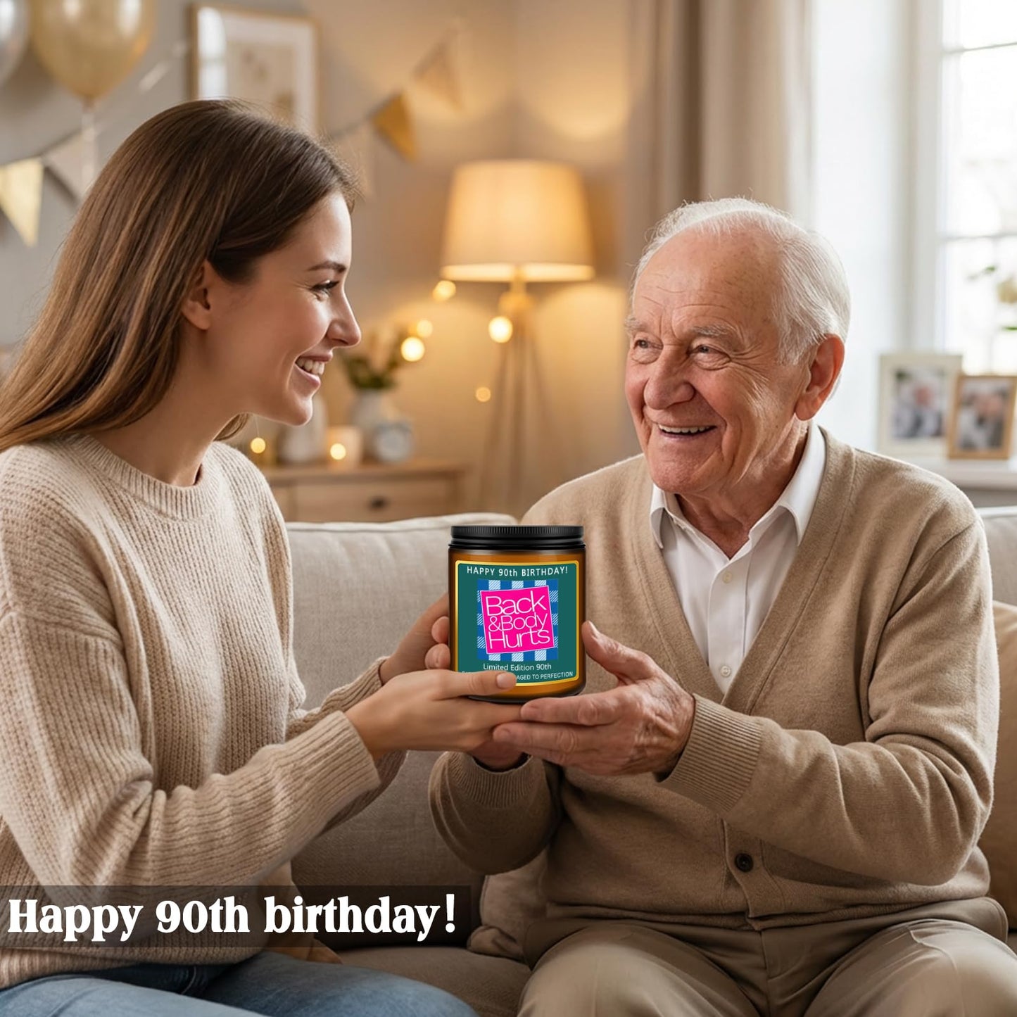 Happy 80th Birthday Decorations Gifts for Women Men, 80th Birthday Candles for Her Him, Funny 80 Years Old Ideas- Lavender Scented Candle BST326L