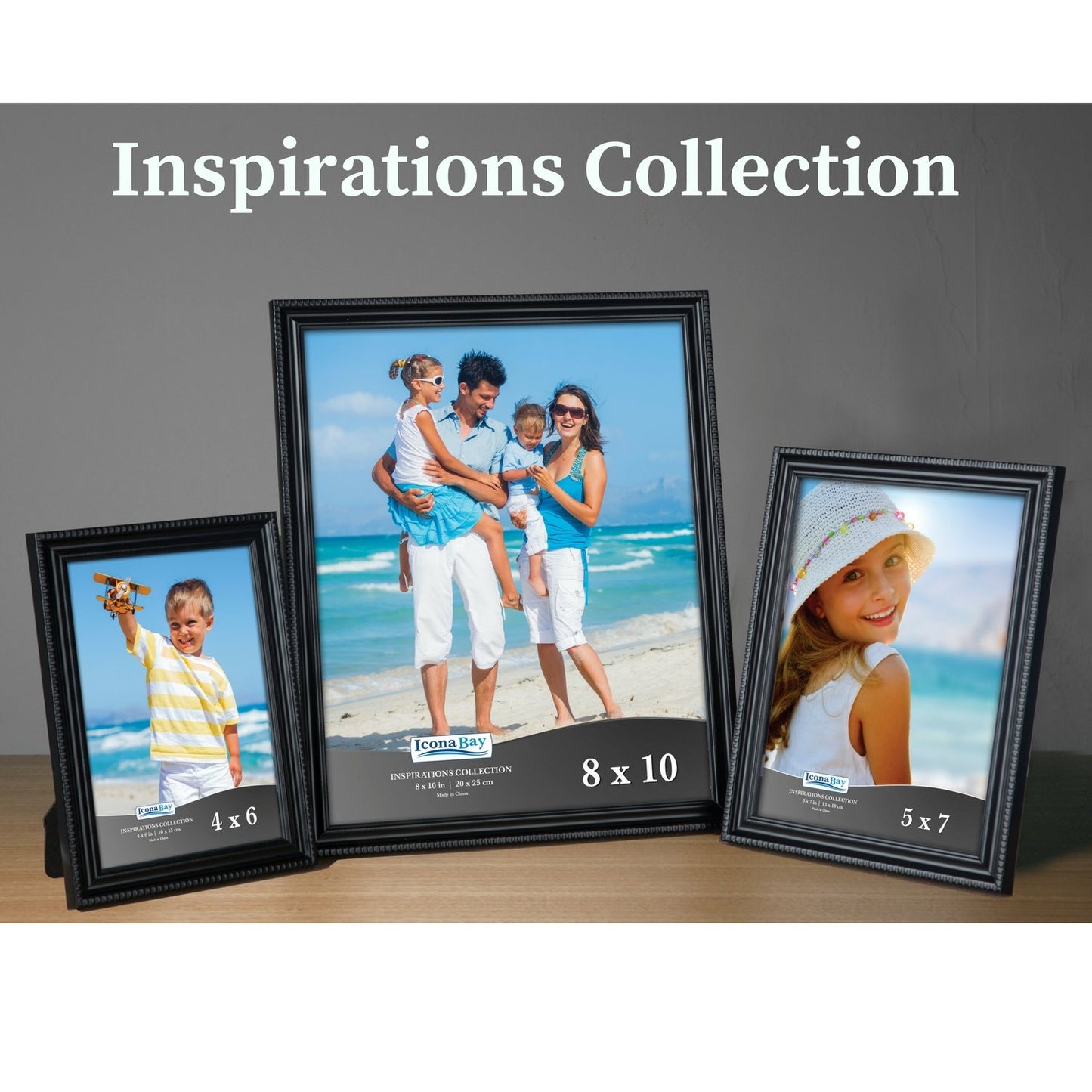 Icona Bay Combination White Picture Frames Set - 10 PC (Five 4x6, Three 5x7, Two 8x10), Inspirations Collection Multi-Pack for Contemporary Wall Gallery BST220