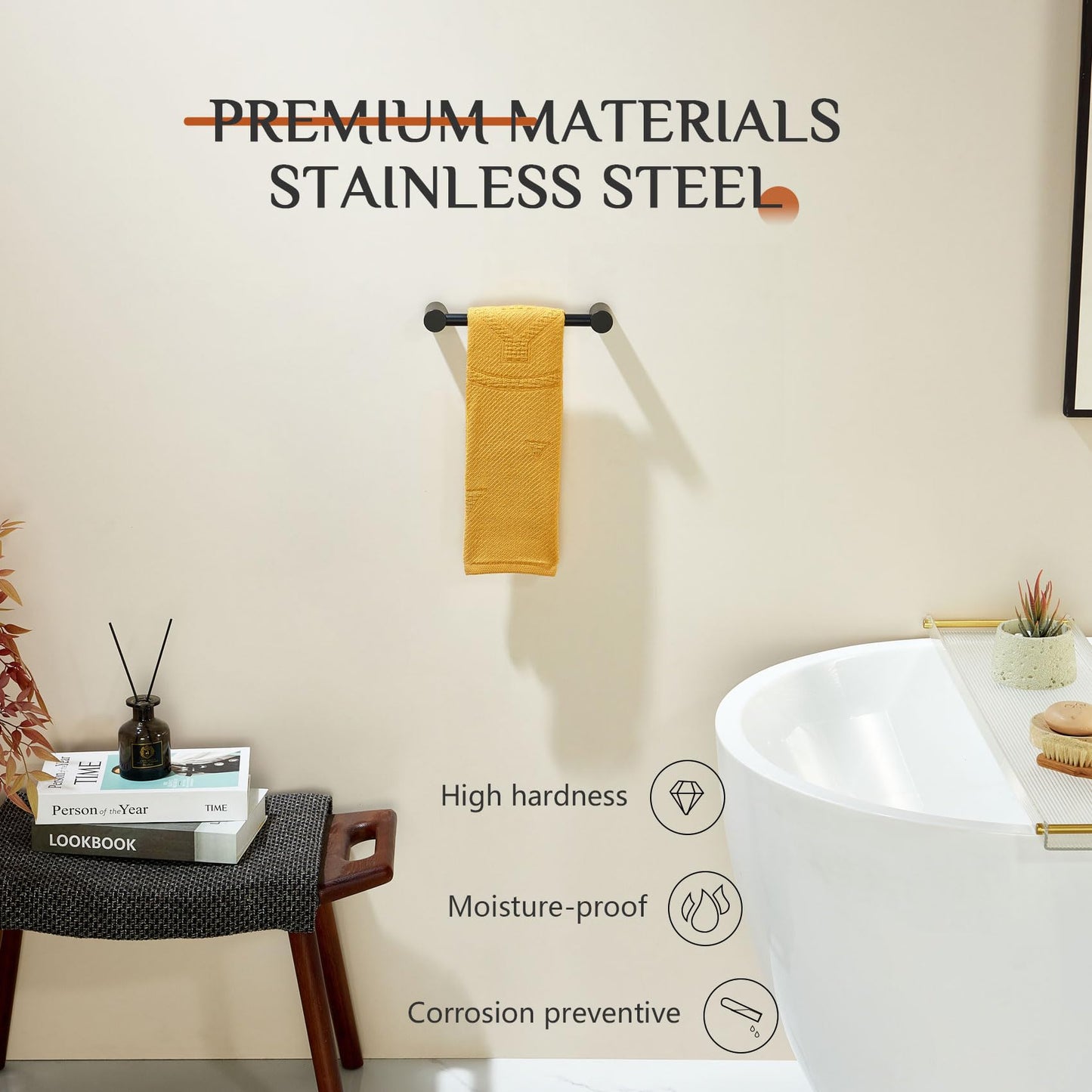 KOKOSIRI Bathroom Hand Towel Rings 9-Inch Hand Towel Holder Wall Mounted Bathroom Hardware Accessories Oil Rubbed Bronze Stainless Steel, B4007ORB-L9 BST202