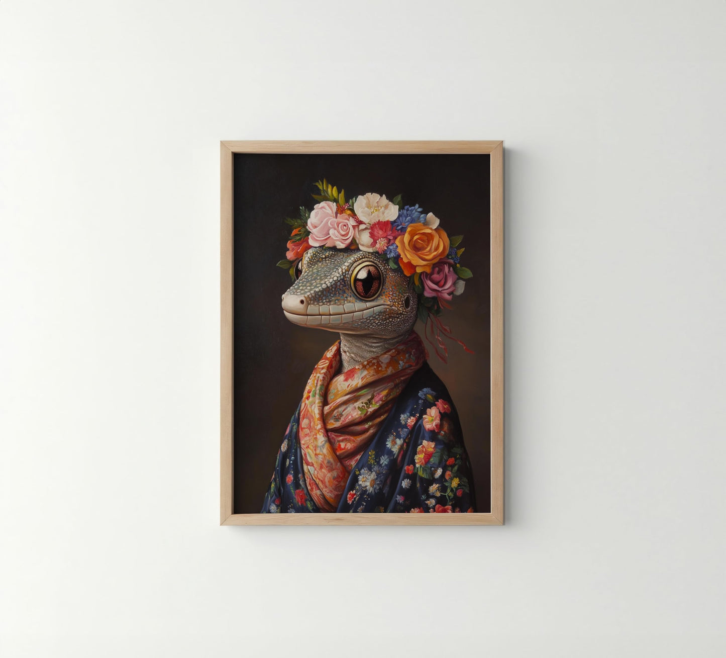 Moose Flower Head Unframed Wall Art Print Poster, Kimono Bathroom Dressing Room Decor Posters Prints for Restroom Home Picture Painting Artwork Gallery 7 (Moose, 16 x 20 inches, Unframed) BST220