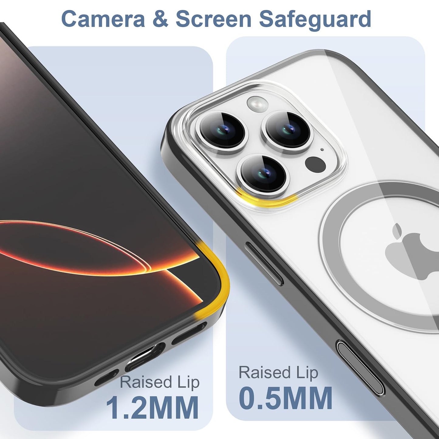 PULOKA for iPhone Case Compatible with Magsafe, Color Bumper & Clear TPU Back Hybrid Shockproof Cover (White, iPhone 16 Pro Max) WN420