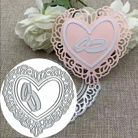 Engagement Ring Love Heart Frame Metal Die Cuts Dies Stencil, Cutting Dies Cut Stencils DIY Scrapbooking Cards Photo Album Craft Decorative Embossing Paper Dies for Album Card Scrapbooking Making BST326L