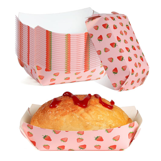 strawberry paper plates, disposable waterproof food trays, 1 lb., suitable for bulk strawberry-themed strawberry shortcake berry first birthday party supplies and gift decorations. (20, blueberry) BST220