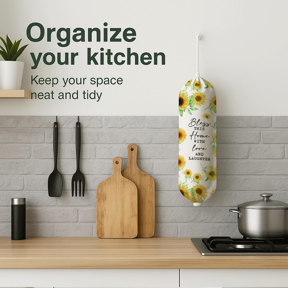 Plastic Bag Holder, The Way Page 16 Plastic Bag Holder Christian Decor, Reusable Hanging Trash Bags Dispenser, Christian Kitchen Gifts for Women Plastics Bags Holders with Bible Verse BST202