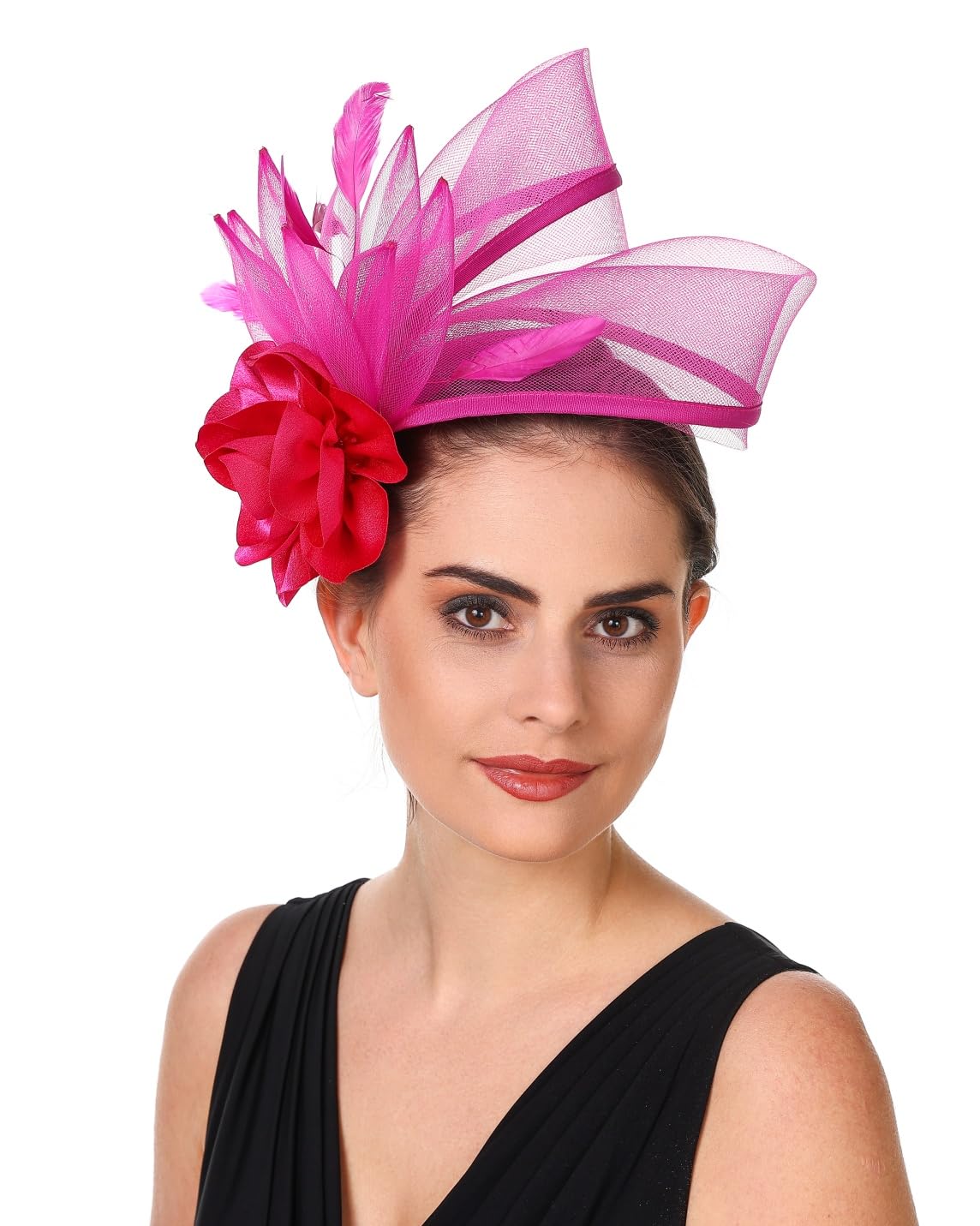 SAFERIN Fascinators Hat Flower Mesh Ribbons Feathers on a Headband and a Clip Tea Party Headwear for Girls and Women WN420
