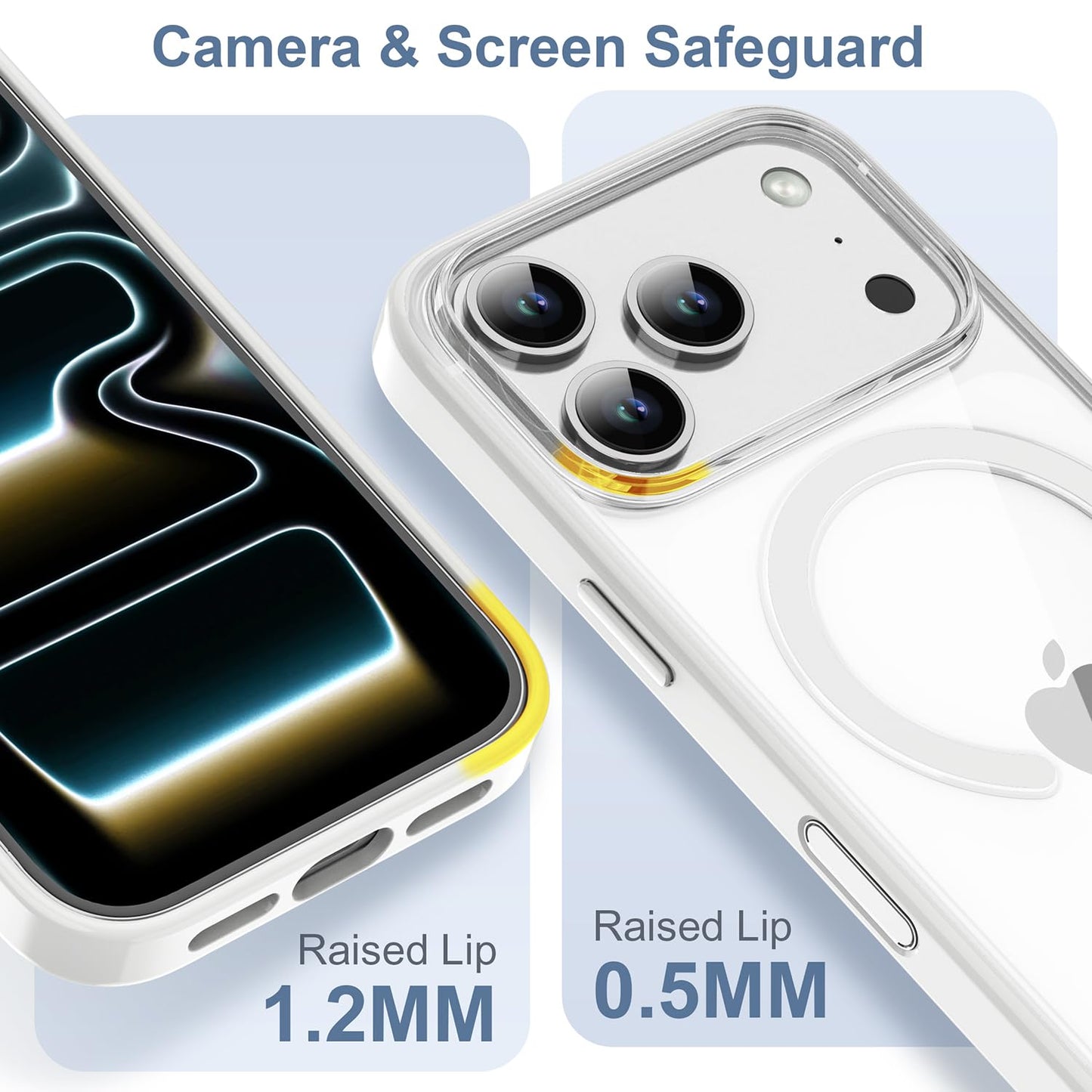PULOKA for iPhone Case Compatible with Magsafe, Color Bumper & Clear TPU Back Hybrid Shockproof Cover (White, iPhone 16 Pro Max) WN420