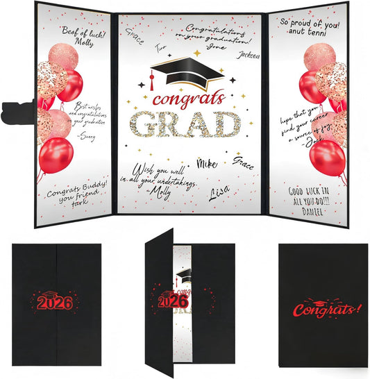 SIHPTO Graduation Guest Book 2026 College Graduation Party Decorations,Red Graduation Signature Book,Class of 2026 Congrats Grad Guest Book Alternative, Graduation Gifts for Her Him BST326L
