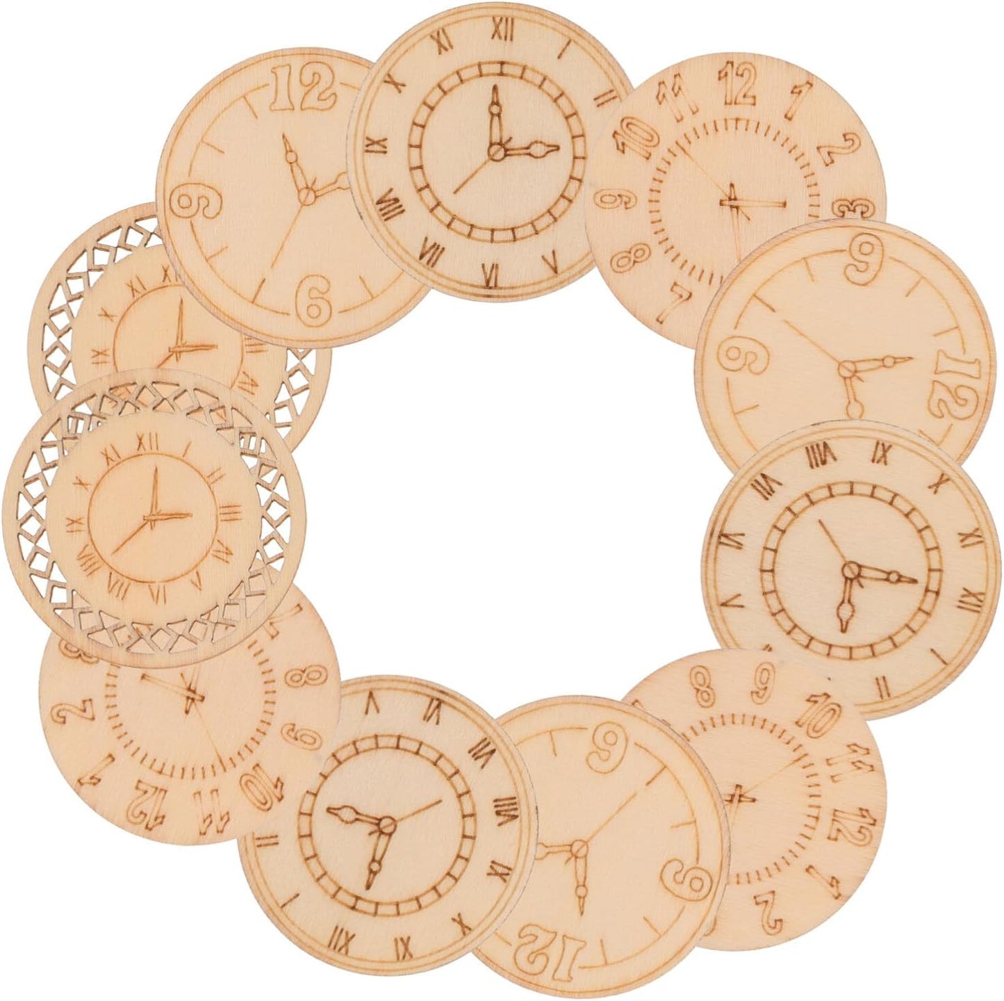 Ciieeo Wooden Clock Cutouts 16 Pack 1.77 in Paintable Unfinished Wood Slices for DIY Wall Craft Kids Art Projects Indoor Decor and Wooden Clock Faces for Crafts BST326L