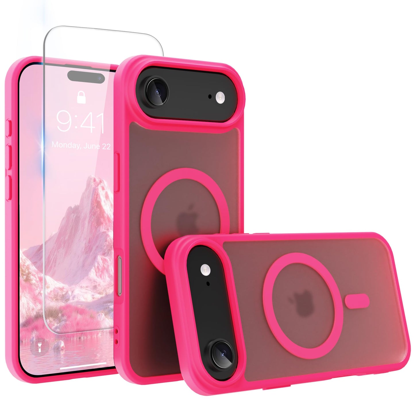 Magnetic for iPhone 17 Air Phone Case, [Compatible with MagSafe], Screen Protector X1, [Military Grade Drop Protection],Matte Finish,Slim,Shockproof,Protective (Black, iPhone 17 AIR) WN420