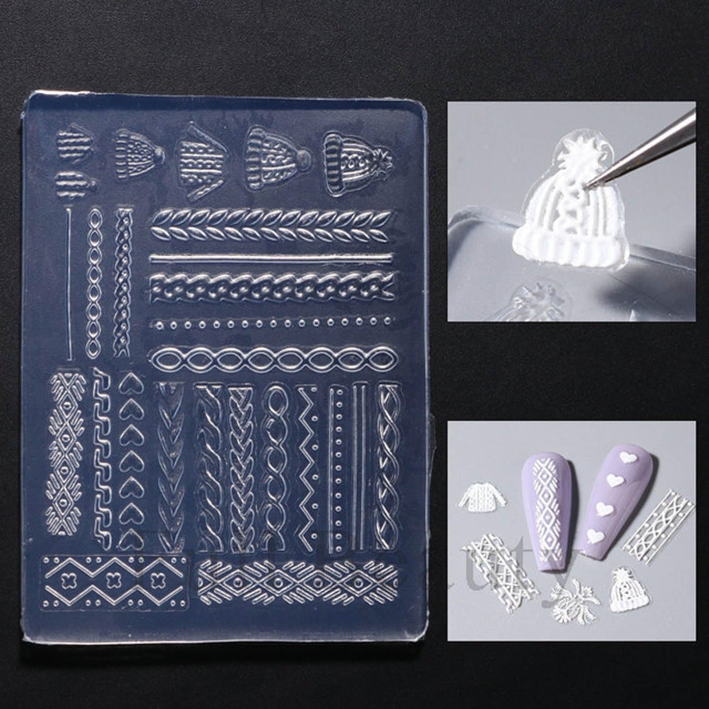 Nail Art Silicone Mold Beautiful 3D Nail Embossed Stencils Molds Epoxy Resin Mold DIY Crafts Party Home Decor BST220