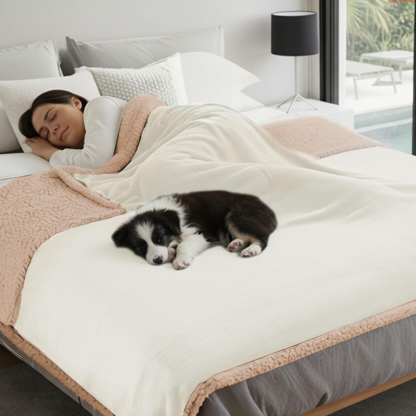 Makigued Waterproof Dog Blanket for Couch & Bed, Reversible Sherpa Fleece Pet Throw with Quiet TPU Barrier, Machine Washable Furniture Protector for Large Dogs & Cats, Twin Size 60x80 Inch, Gray WN420