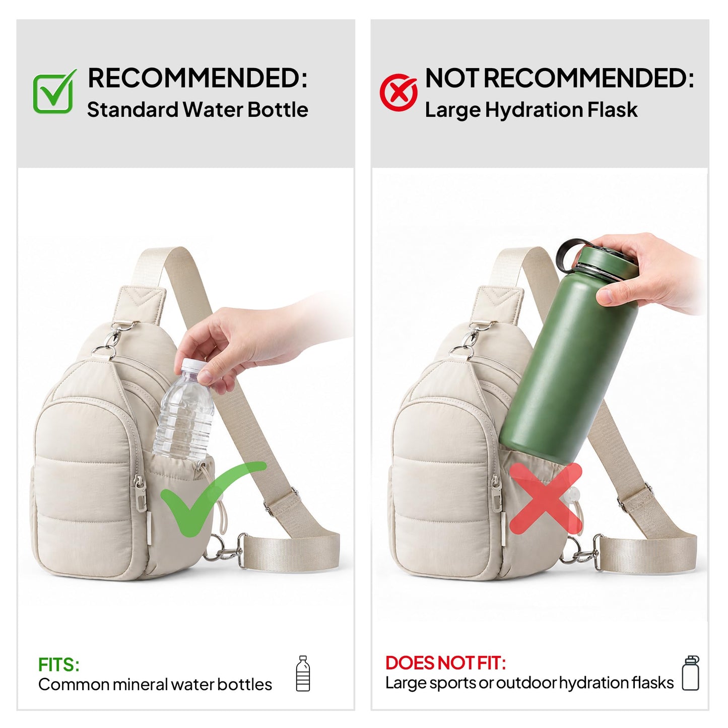 TOPEAST Sling Bag for Women, Anti-Theft Crossbody Bag with RFID Blocking & Small Water Bottle Holder for Travel BST202