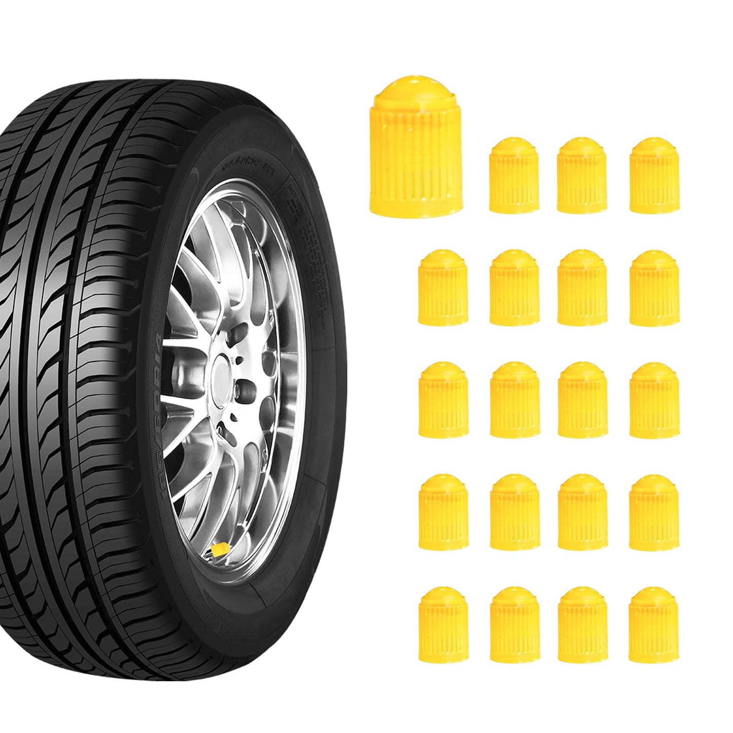 Ziciner 25 PCS Tire Valve Stem Caps, Plastic Car Tyre Valve Cap with O Rubber Seal, Dustproof Airtight Seal Wheel Stem Covers, Universal Accessories for Cars, SUVs, Bicycles,Trucks (Red) WN420