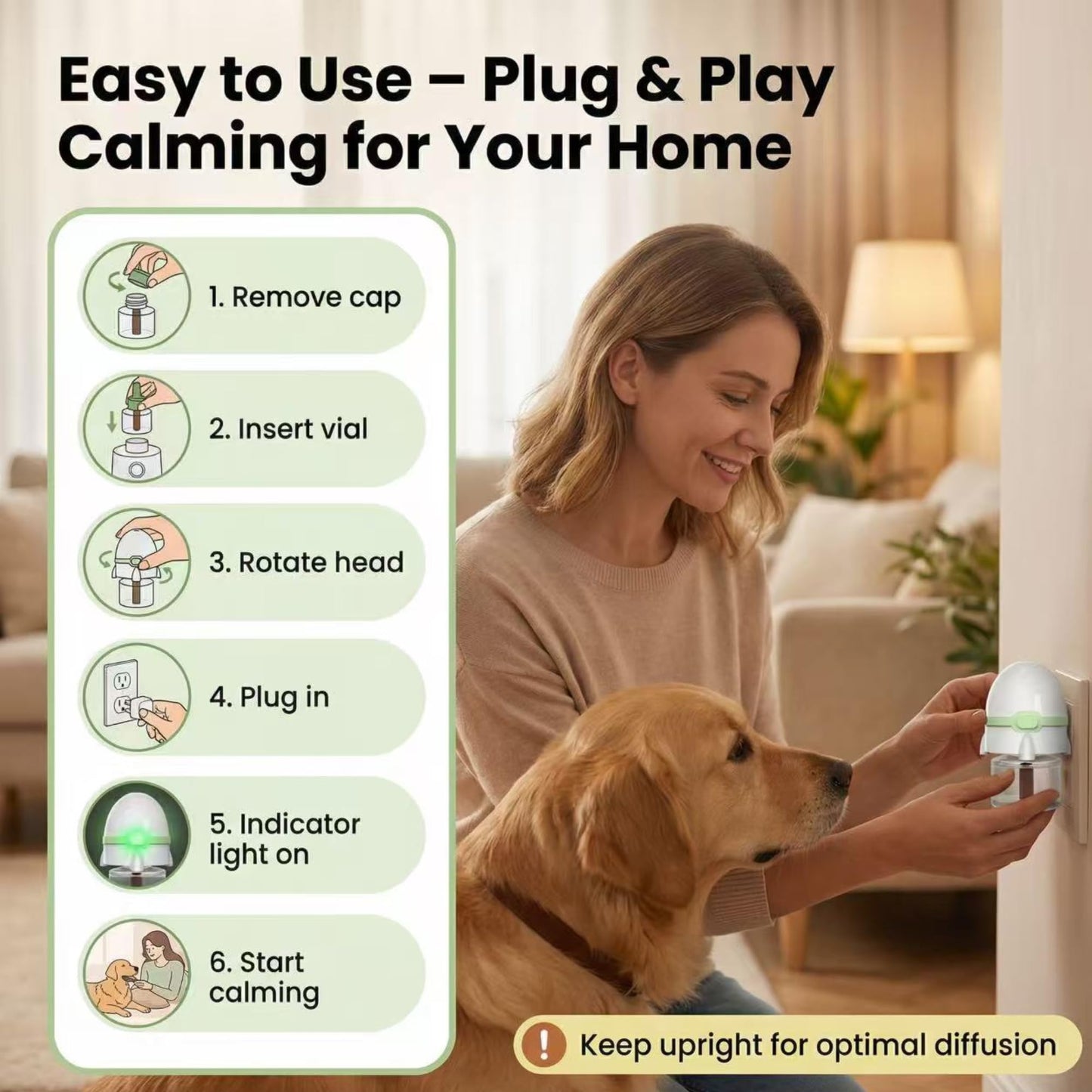 8-in-1 Dog Calming Pheromone Diffuser Kit – Pet Stress Support (2 Plug-Ins & 6x48ml Refills), Calming Diffuser for Dog During Thunderstorms, Travel, Separation, Fireworks & Vet Visits, 180-Day Supply WN420