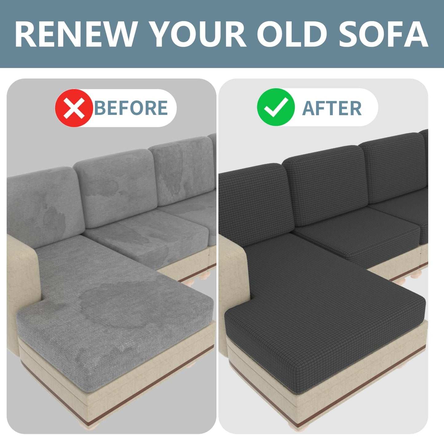 Stretch Couch Cushion Covers for Individual Sofa Seat Cushion,Washable Slipcover for Chair Loveseat Sofa,Furniture Protector Cushion Sofa Cover(Backrest or Seat) BST326H