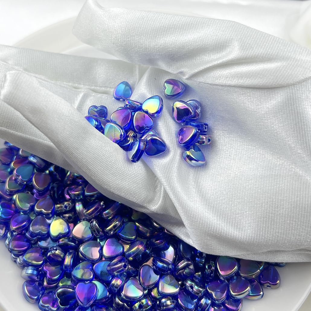 500Pcs Acrylic Heart Beads, AB Colors Heart Shape Beads Crystal Heart Beads for Jewelry Making DIY Bracelet Earring Necklace Key Chains(90-Light Lake Blue AB) BST220