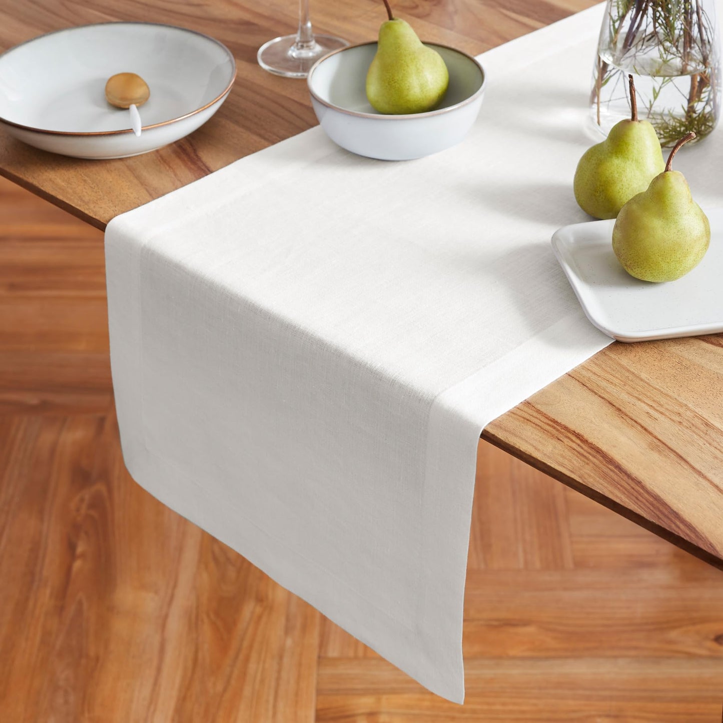 Solino Home 100% Pure Linen Dining Table Runner Cordovan, Sonoma 14 x 48 in | Table Runners for coffee tables, entryway tables and layered dresser styling | prewashed, relaxed drape | OEKO-TEX Certified BST326SOLH