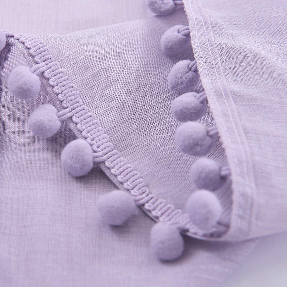 Treatmentex Pom-Pom Grey Sheer Curtains for Bedroom 63" Window Drapes Rod Pocket Textured Sheer Curtain for Kids Room 52" w 2 Panels BST202