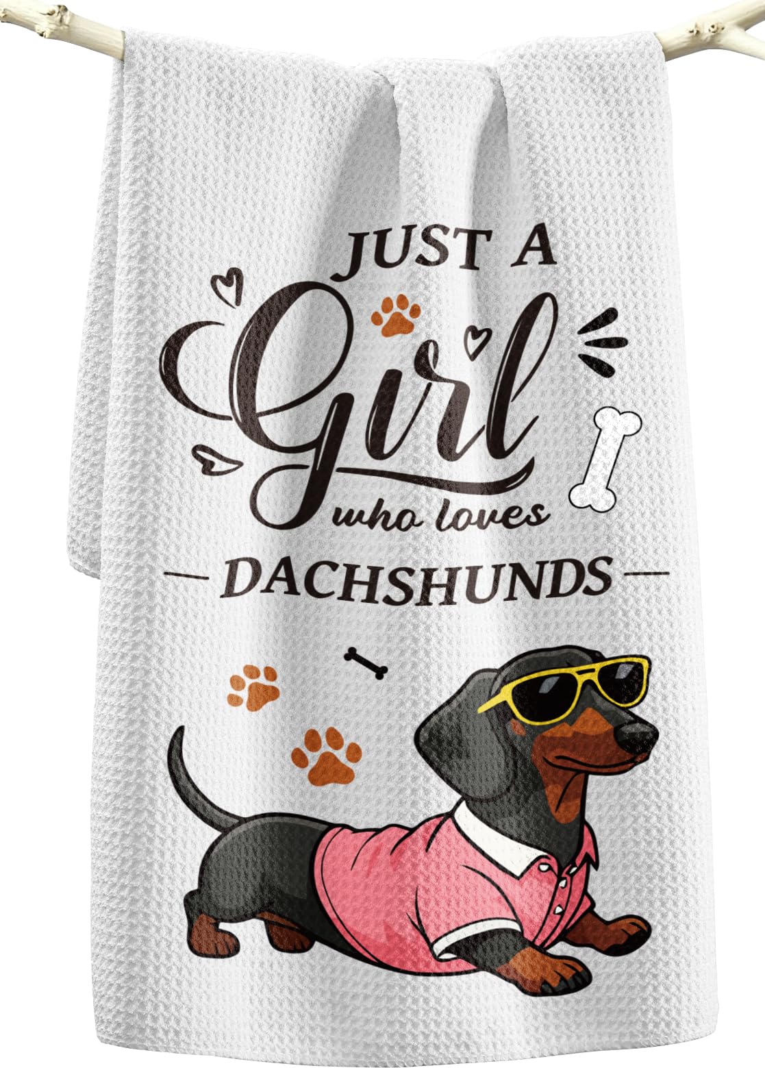 Miss Adola Dog Funny Kitchen Towels - 15x28 Inch Decorative Waffle Microfiber Dish Cloths Cute Absorbent Reusable Hand Tea Towels with Hanging Loop French Bulldog Gift for Dog Lovers WN420