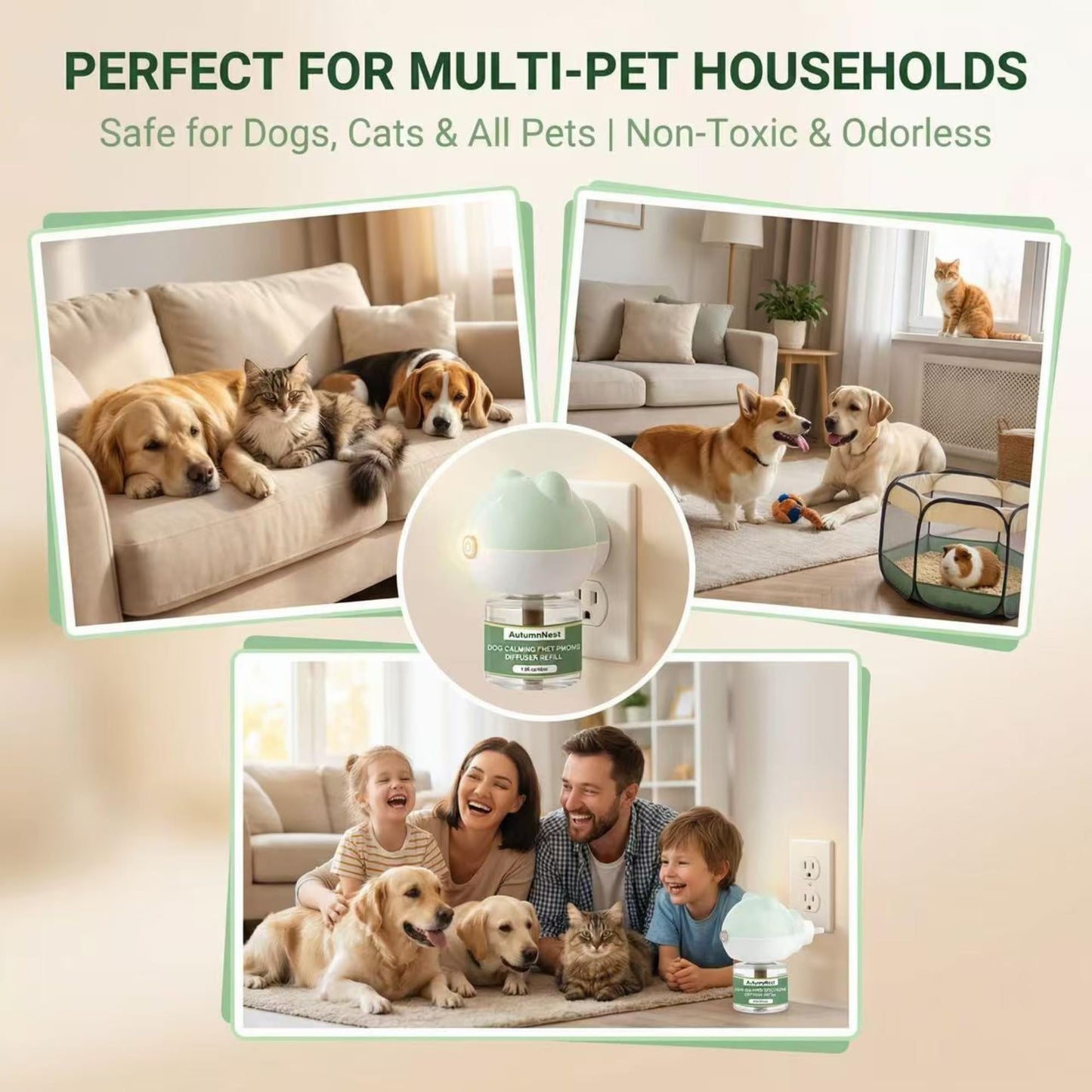8-in-1 Dog Calming Pheromone Diffuser Kit – Pet Stress Support (2 Plug-Ins & 6x48ml Refills), Calming Diffuser for Dog During Thunderstorms, Travel, Separation, Fireworks & Vet Visits, 180-Day Supply WN420