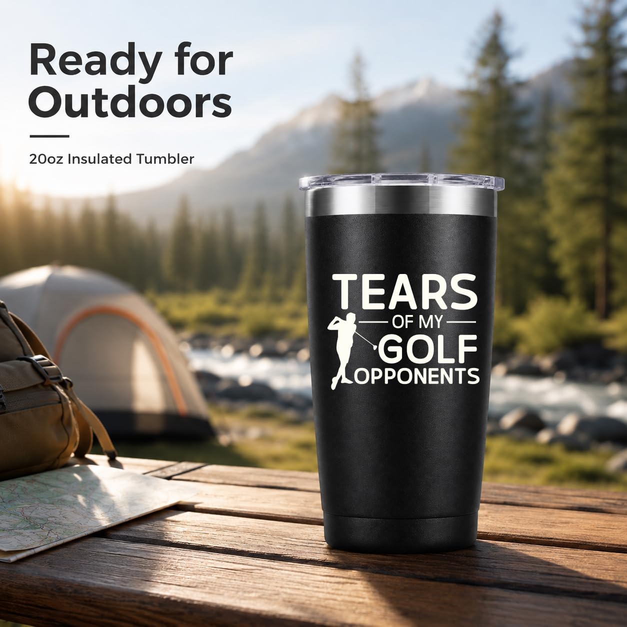 Golf Gifts for Men, Golfers, Father's Day Birthday Christmas Gift for Golf Lover Dad Husband, Vacuum Coffee Mug, 20oz Tumbler Black BST326H