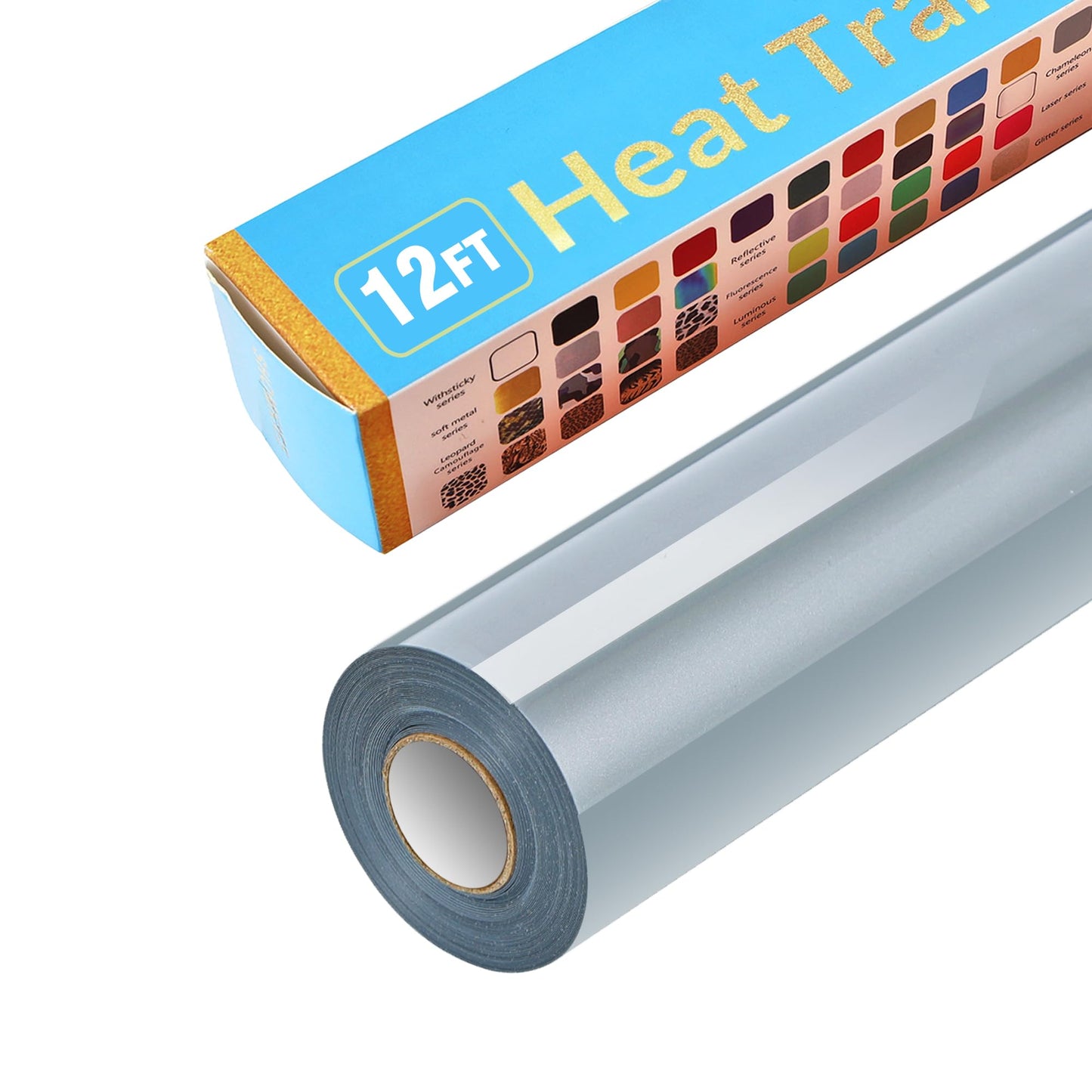 Golden Heat Transfer Vinyl Rolls 12 Inch by 12feet Roll HTV Iron on Vinyl DIY for T-Shirt Easy to Cut & Weed for Heat Vinyl Design Glossy (12Ft, Golden) WN420