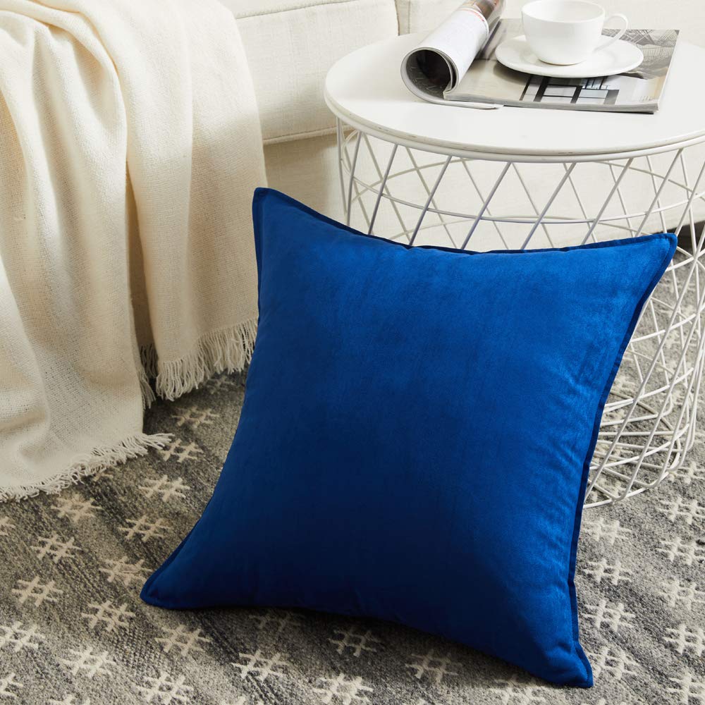 Fancy Homi 4 Packs Olive Green Decorative Throw Pillow Covers 18x18 inch, Super Soft Faux Suede Decor Square Pillow Covers 45x45 cm, Solid Cushion Cover for Couch Living Room Sofa Bedroom BST220