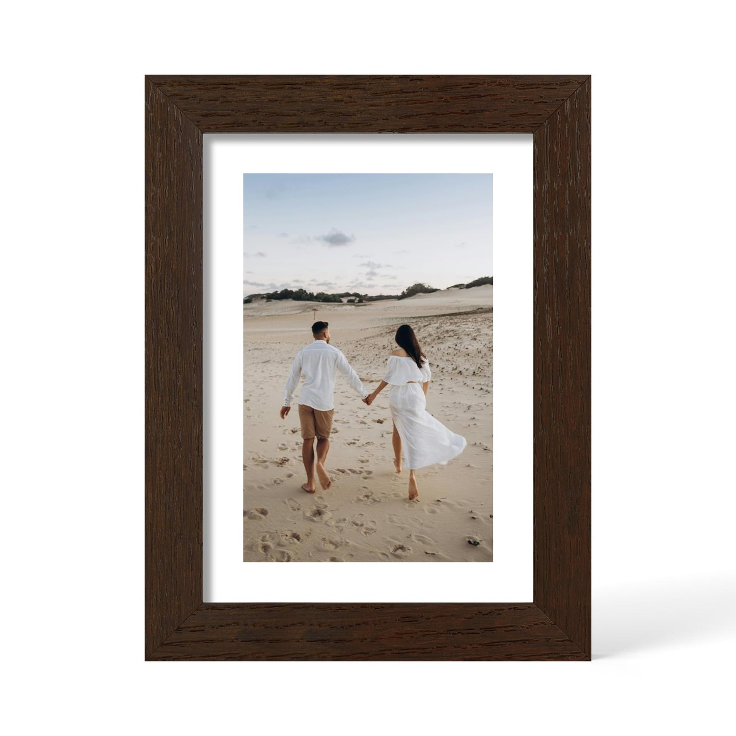 YESKAY 12x16 Picture Frame - 12 x 16 Photo Frame Made of Solid Oak Wood and Real Glass,Display Picture 4 Opening 5x7 with Mat or 12x16 Without Mat for Wall Mounting(Color Walnut) BST326H