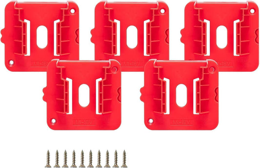 Wall Mount Battery Holder for 18V Tool Battery, 5 Pack Heavy Duty Dock Mounting Bracket with 10 Screws, Garage Workshop Storage Organizer (5 Packs, w/10 Screws, No Battery) WN420