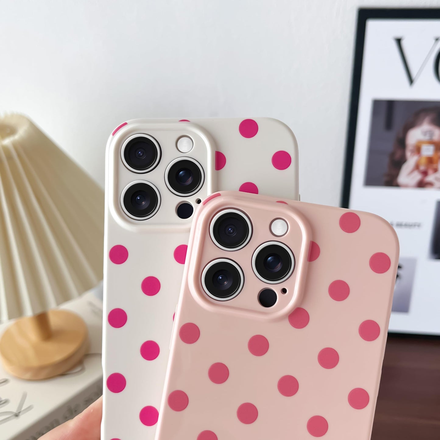 Skyseaco Compatible with iPhone 15 Case Cute Polka Dot Phone Case Soft Slim TPU Shockproof Phone Cover Full Camera Protection for Women Girls - Black WN420