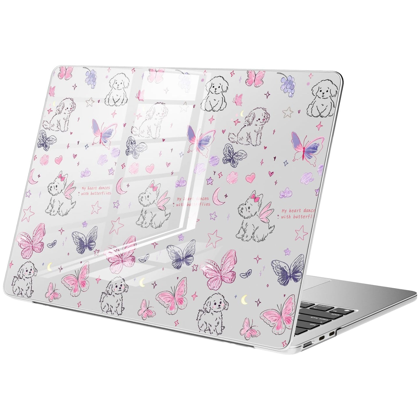 Compatible with MacBook Air 15 inch Case M5 M4 M3 M2 2026-2023 Release A3448 A3241 A3114 A2941, Cute White Polka Dot Protective Hard Shell Clear Black Cover for Mac Air 15.3 inch WN420