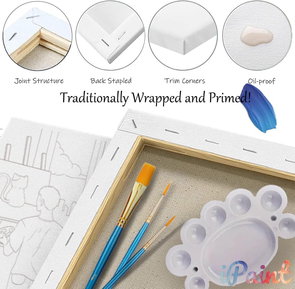 2Pcs Sip and Paint Kit for Adults,Valentines Couple Painting Kit Supplies Canvas, Pre Drawn Canvas to Paint for Date Night for Couples DIY Acrylic Painting Kits Party Favor 8×10 WN420