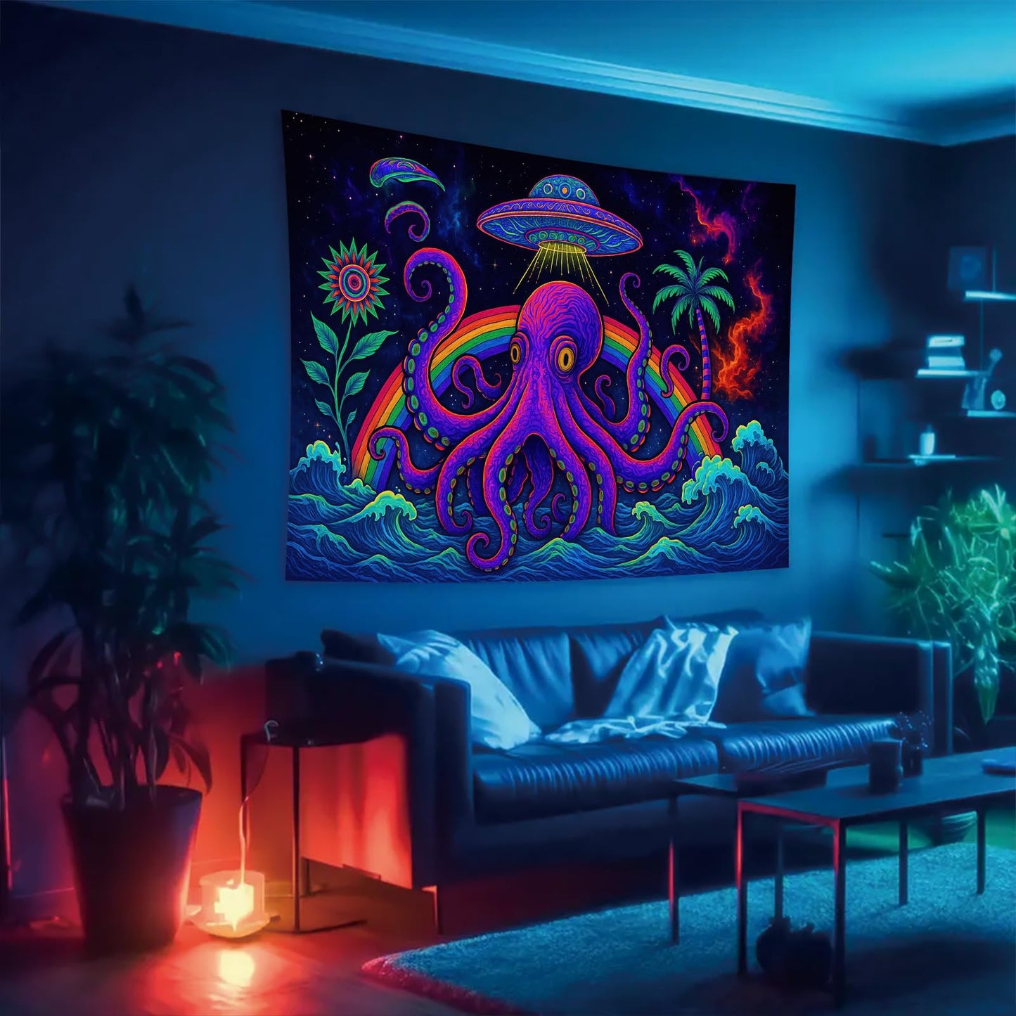 Starlit Patio Astronaut Blacklight Tapestry Trippy Forest Moon Vortex UV Reactive Galaxy Wall Hanging Psychedelic Space Poster Fluorescent Sci Fi Room Decor for Bedroom Dorm Gaming Lounge 78 x 59 Inch BST220