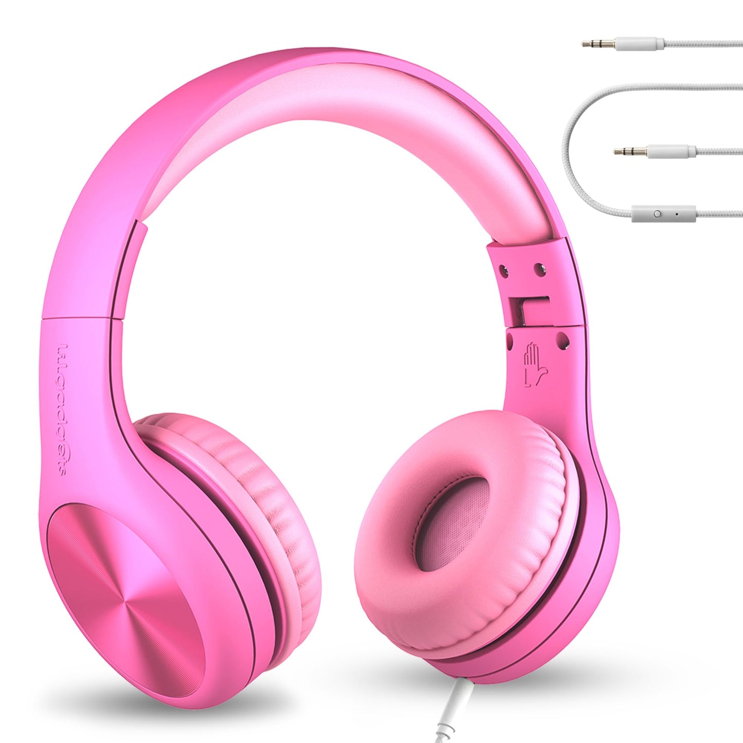 LilGadgets Connect+ Pro Wired Kids Headphones for School with Microphone, Volume Limiting Over-Ear Headset with Cord, SharePort Technology & SoftTouch Padding, Blue