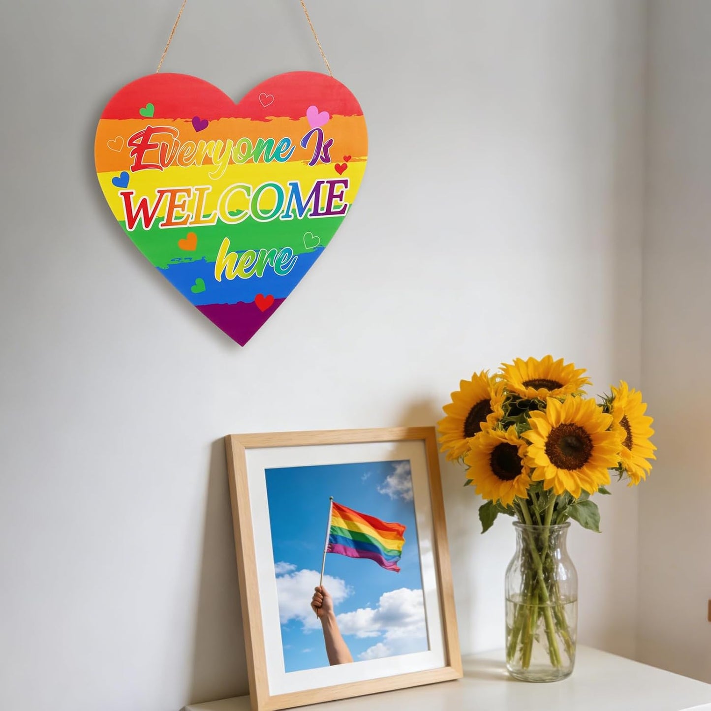 Avxdbr Rainbow Pride Sign Door Decorations LGBT Signs Wall Decor Wood Hanging Decoration LGBT Pride Month Gifts for Home Rainbow Party BST220