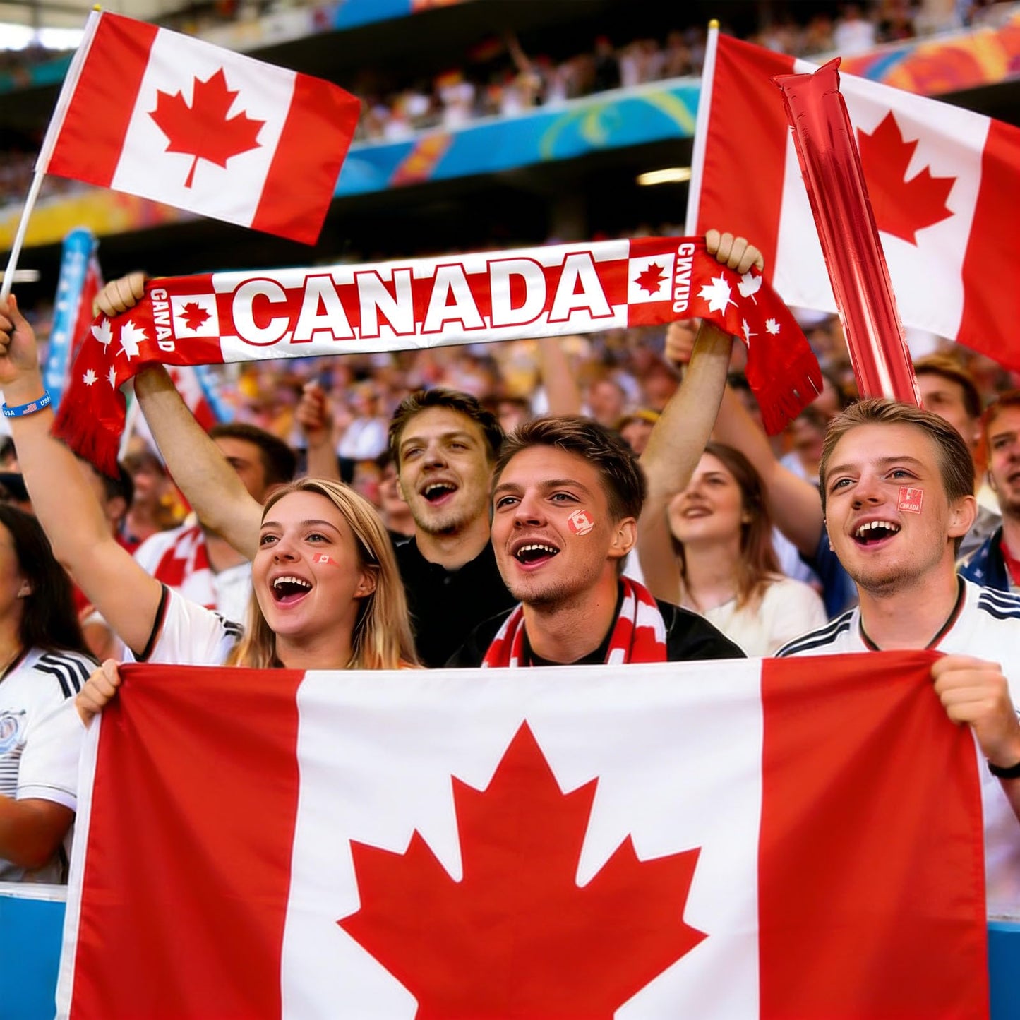 World Cup 2026 Fan Accessories with Large 3x5 ft Flag, Match Tracker Poster, Stickers, Cheering Sticks, Clapper & Scarf, World Cup Decorations Fan kit for Soccer Watch Party, Stadium and Home Cheering BST202