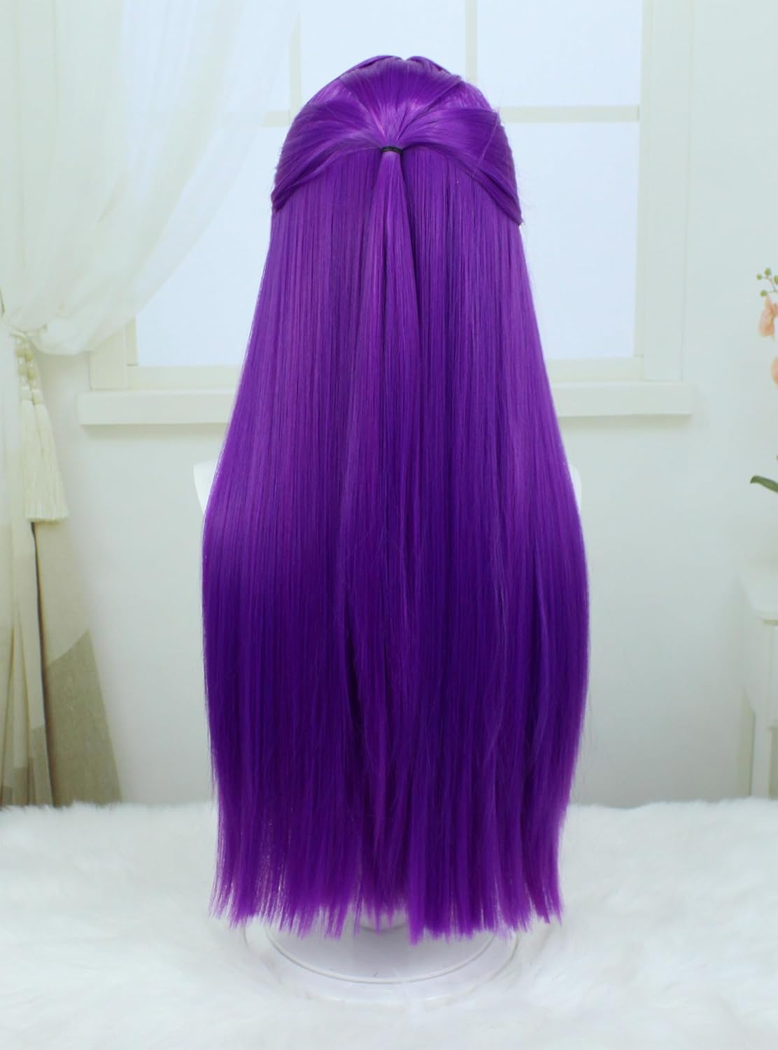 Women's Long Purple Straight Hair Wig with Bangs Halloween Character Costume Wig (Purple/Long 2) WN420