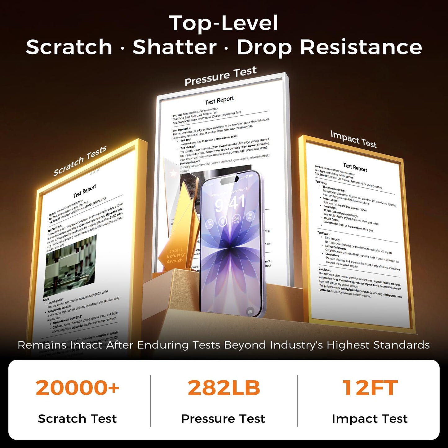 NeverBreak 9H+ Hardness for iPhone 17 Pro Screen Protector 12FT Military Grade Protection (Scratch, Shatter, Drop Resistance) Tempered Glass Full Edge Coverage 6.3" 2025, 2 Pack with De-Bubble Card WN420