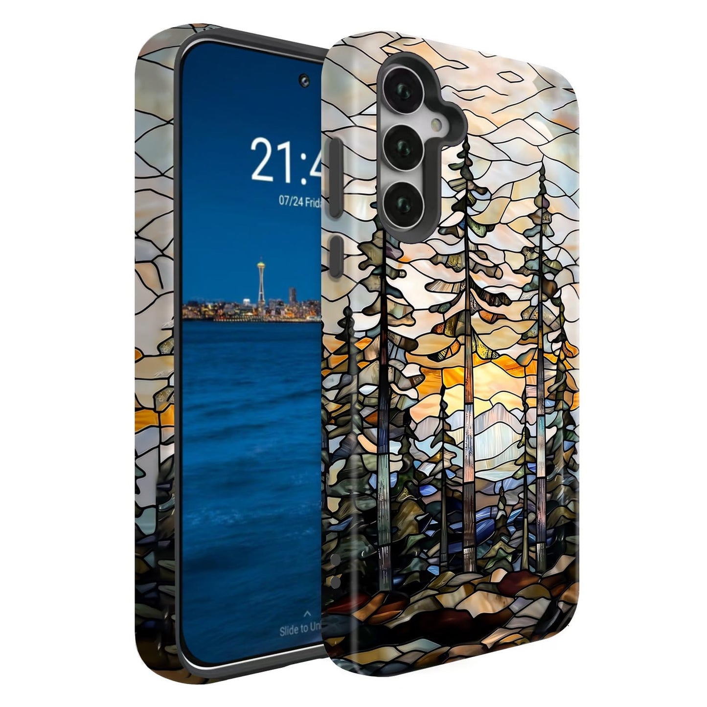 Compatible for Samsung Galaxy A15 5G Case, Dual Layer Heavy Duty 2 in 1 Shockproof Protective Phone Case,Burnt Wood American Flag WN420