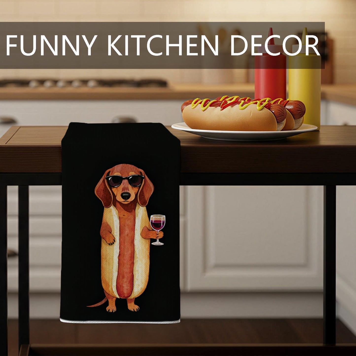 Funny Cat Gifts Kitchen Towels, Cute Cat with Knife and Fork Microfiber Dish Tea Towel for Kitchen Decor, Funny Cats Cooking Decor, is It Dinner Time Yet, 16x24 Inch BST220