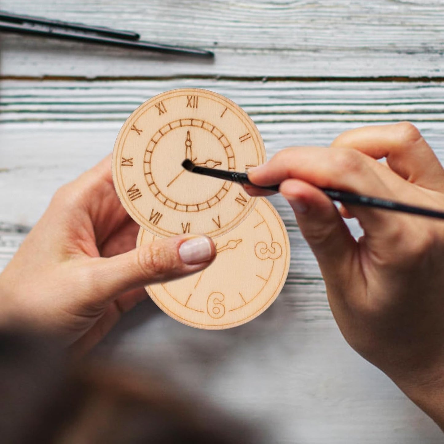Ciieeo Wooden Clock Cutouts 16 Pack 1.77 in Paintable Unfinished Wood Slices for DIY Wall Craft Kids Art Projects Indoor Decor and Wooden Clock Faces for Crafts BST326L