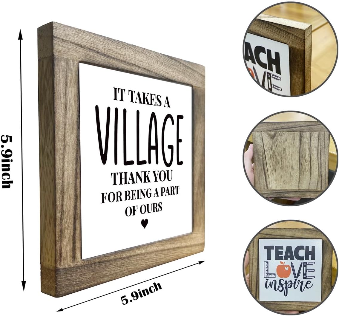 Desk Decor Gifts, Box Wood Plaques Desk Décor, Plaque with Thank You Quotes, Child Care Worker Gift, Appreciation Gifts, Table Decor Gift for Baby Sitter, Thank You for Being Part of Ours BST202