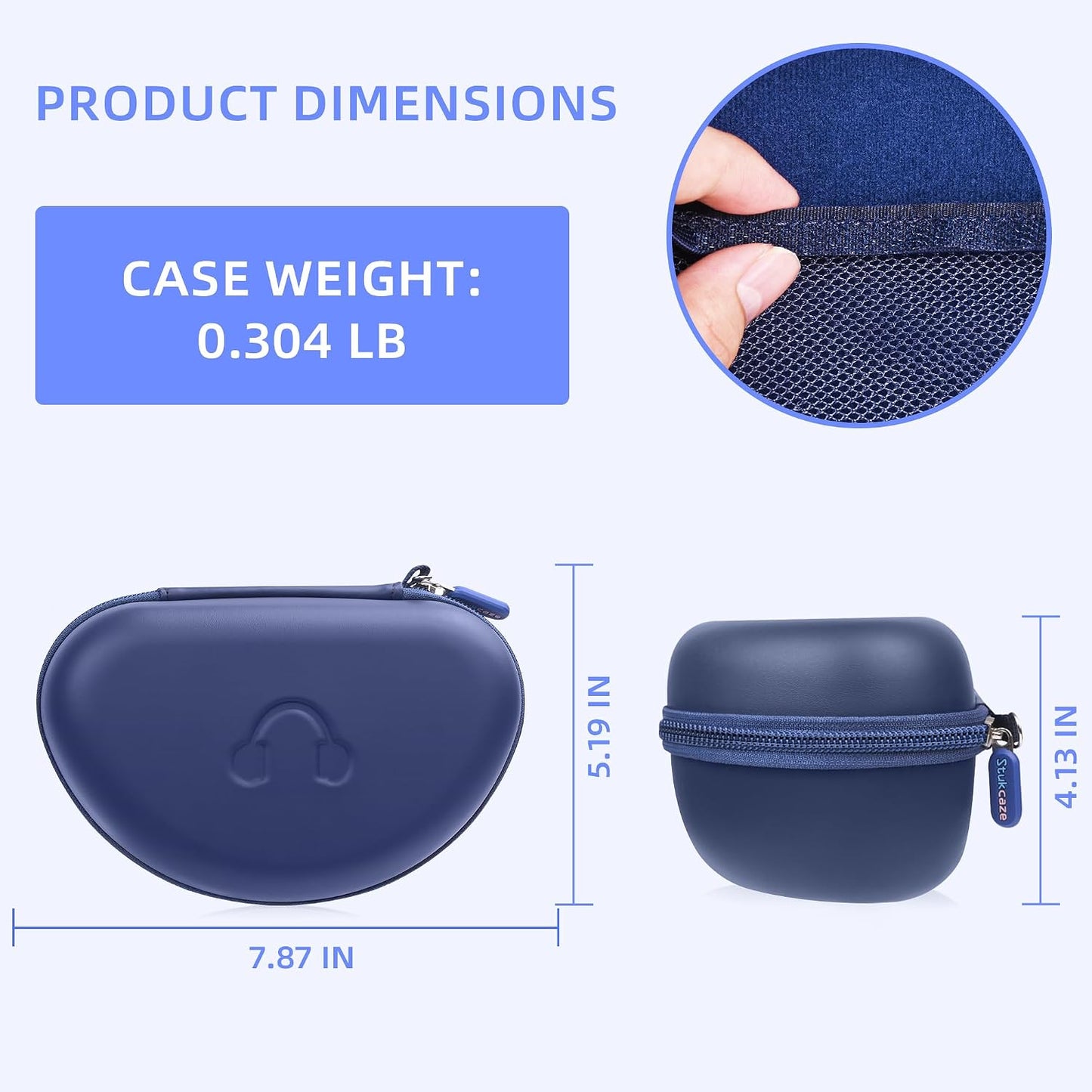 Portable Headphone Case for Beats Studio Pro / 3 Solo 3 Solo 4, Over Ear Headphone Storage Case with Large Space Pocket for Cables WN420