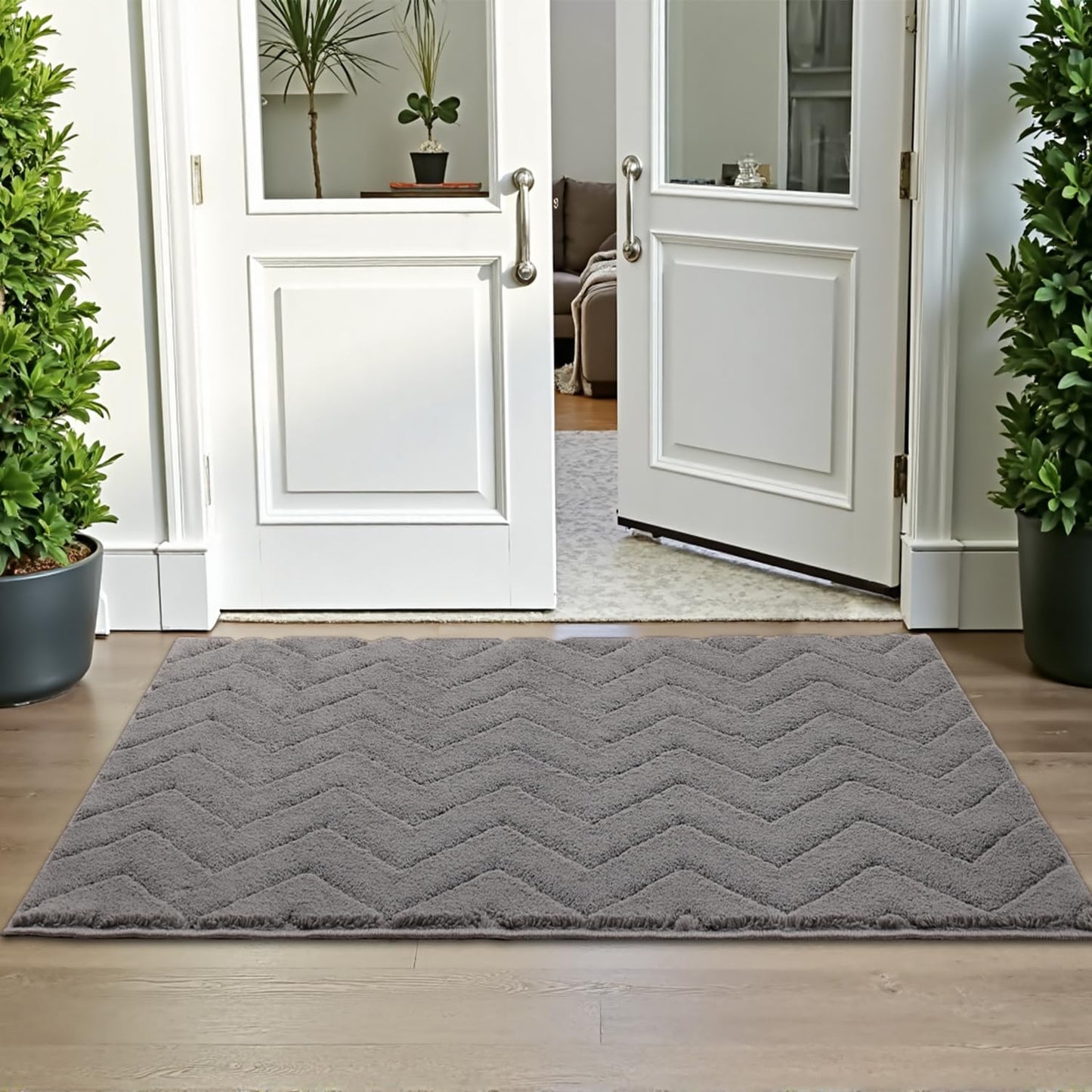 Stiio Bathroom Rugs, Bath Mats for Bathroom, Extra Soft and Water Absorbent, Non Slip Washable Mat for Floor, Tub and Shower, Front Door Entrance Inside Doormat, 24x35 Inches Brown BST202
