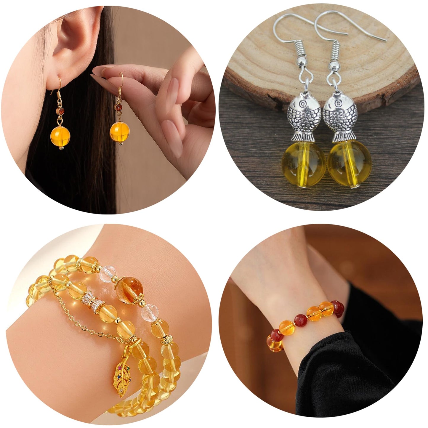476pcs Orange Round Crystal Glass Beads (4/6/8/10/12mm) with 8pcs Charming Pendants for Jewelry Making, Smooth Round Glass Spacer Loose Beads for Crafts Bracelets Necklaces Charms BST220