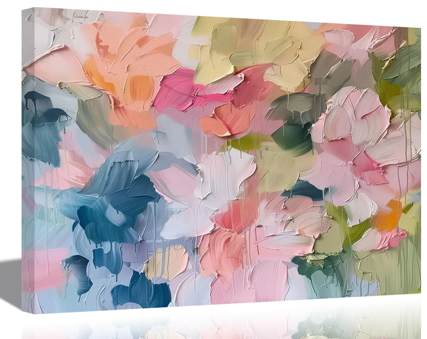 KKJ Pink Abstract Canvas Wall Art, 12 x 16 Inches | Modern Colorful Oil Painting Style Print, Danish Pastel Palette, Ready to Hang BST326H