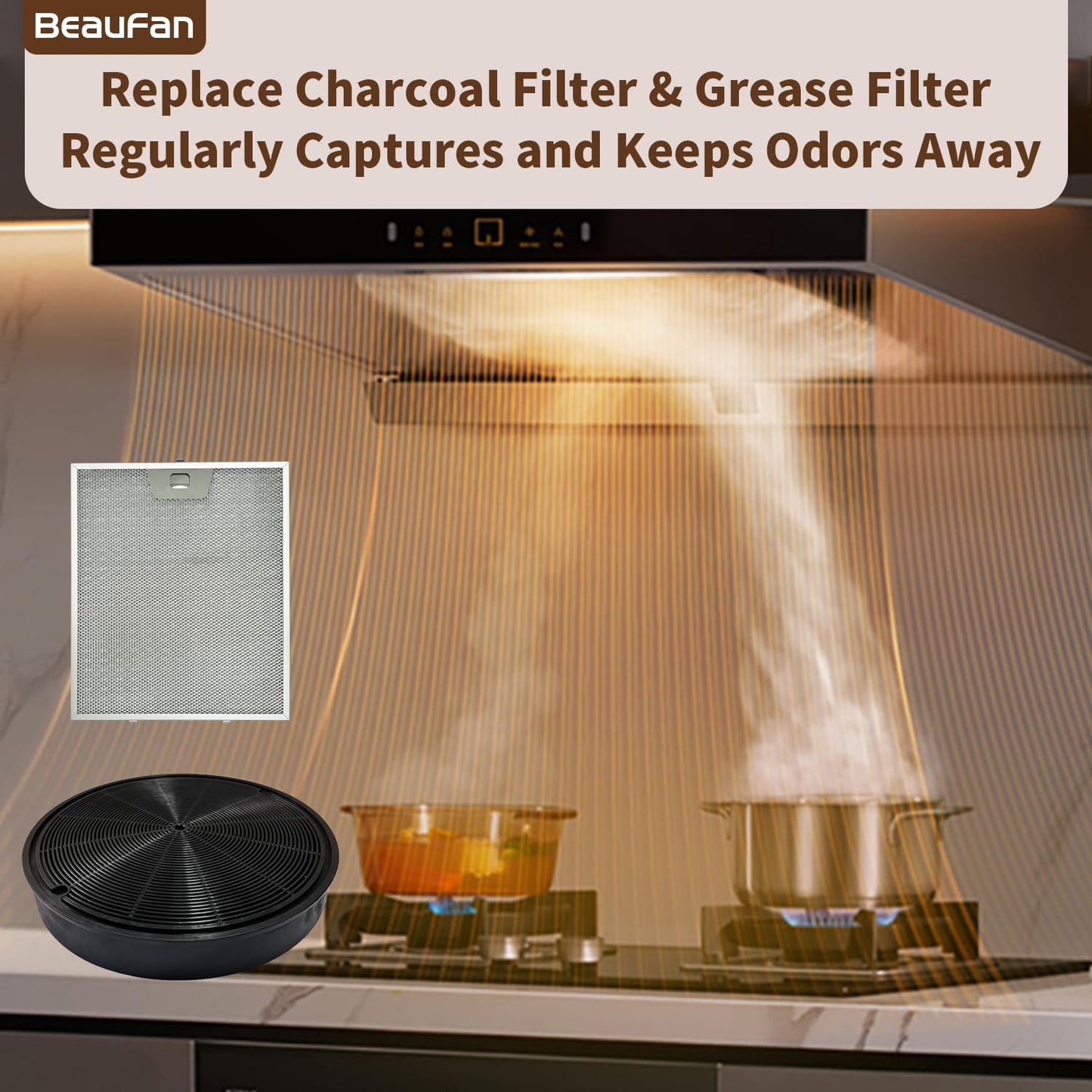 2 Pack WB02X24872 Range Vent Hood Grease Filter & 2 Pack JXCF72 WB02X24842 Charcoal Filter Compatible with GE Range Hoods JVW5301EJ1ES, JVW5301SJ1SS, JVW5301BJ1TS, JVW5301FJ1DS, JVW5301EJ2ES BST220