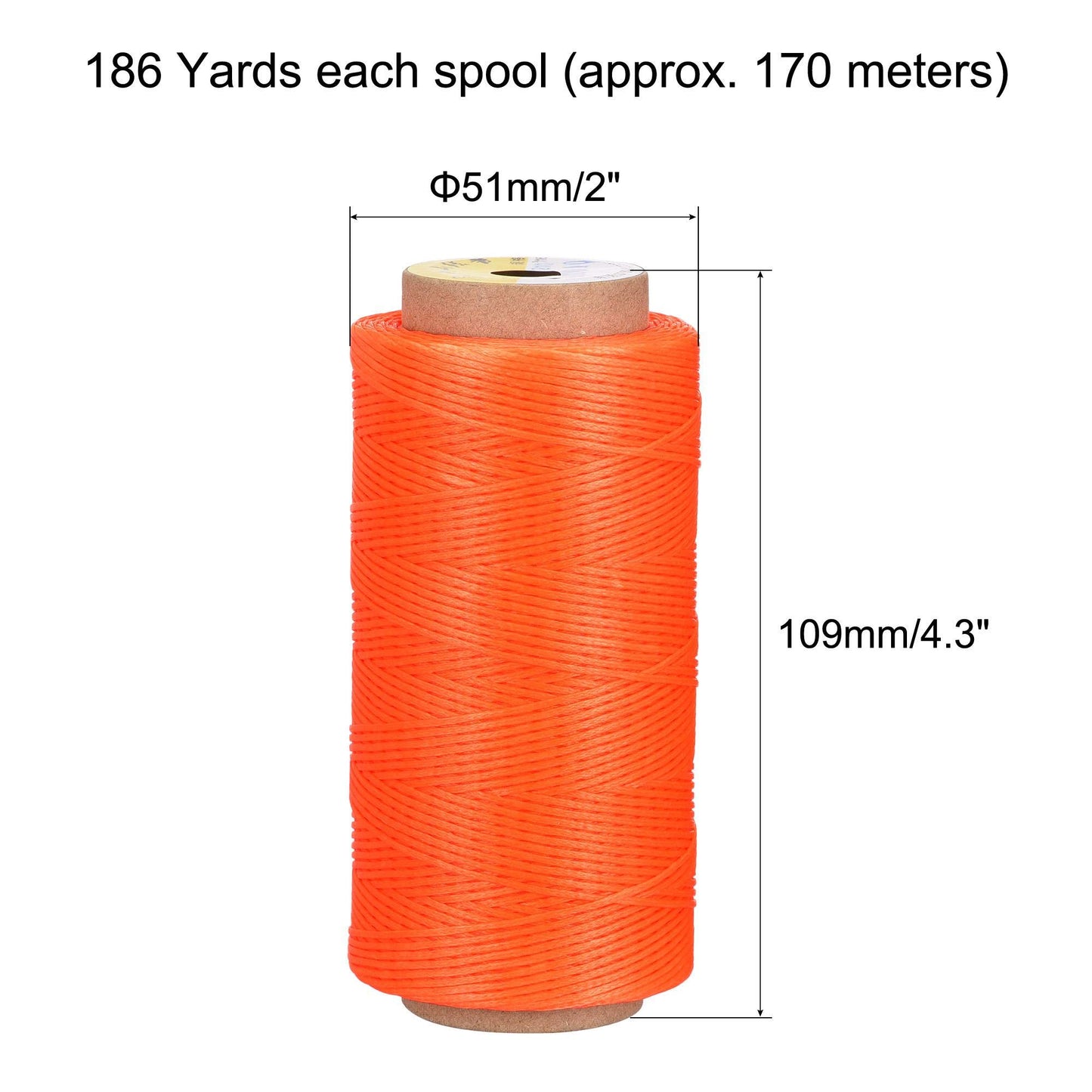 uxcell Leather Sewing Thread 186 Yards 210D/1mm Polyester Waxed Cord for Manual Sewing, Wheat BST326H